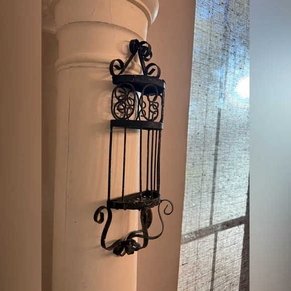 Vintage Rustic Chippy Black Metal Candle Holder - Picture 10 of 15